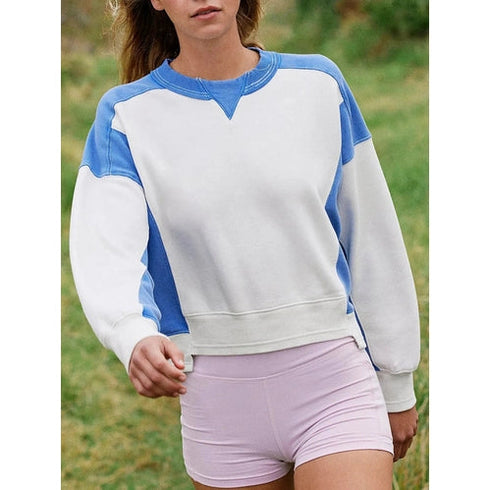 'Nocturne' Cropped Colour Block Sweatshirt - Celes Fashion